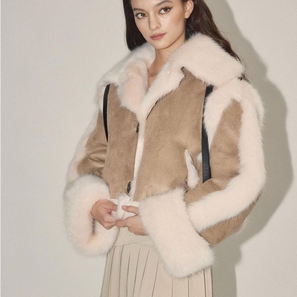 Chic Tan and Cream Teddy Jacket